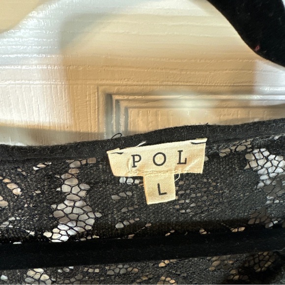 POL - Short Sleeve With Lace Accents - Boho Style - Black - Large - NWOT - Picture 5 of 10